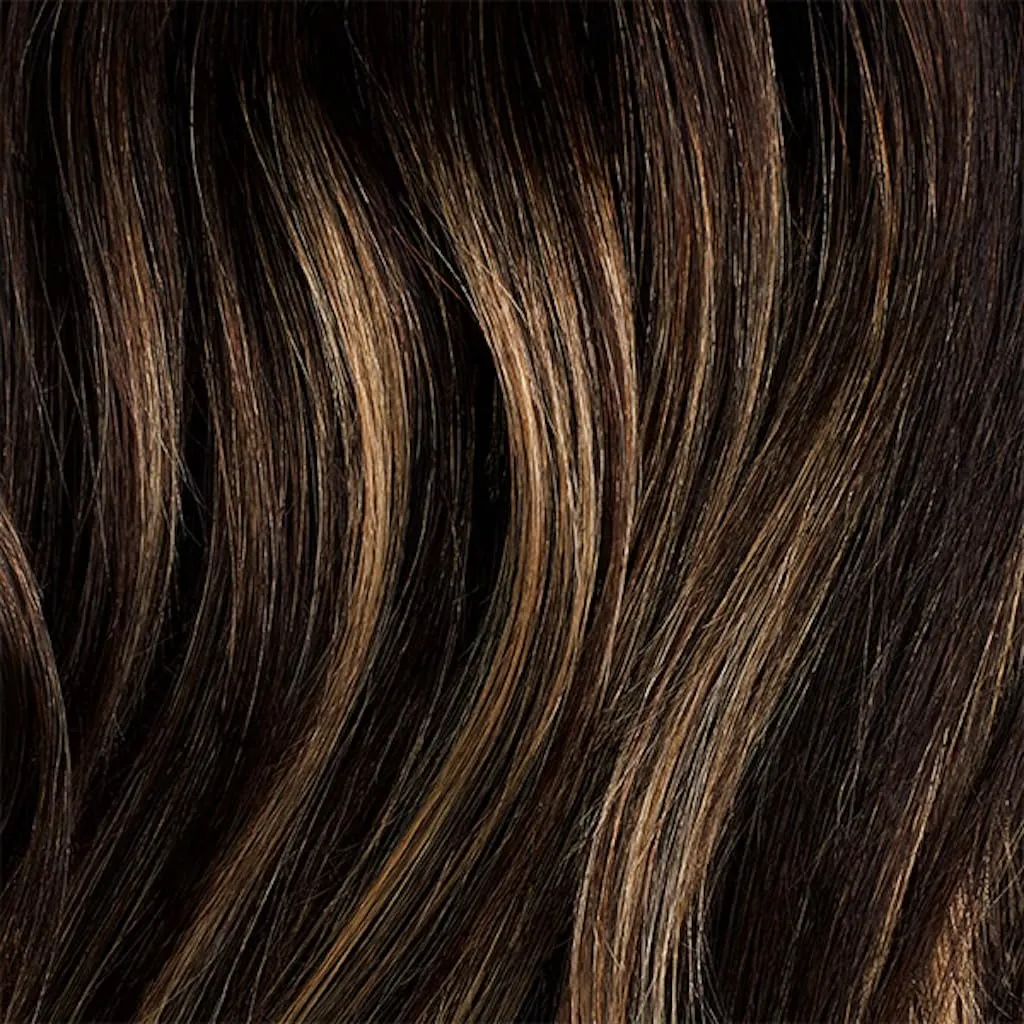 Luxy 100% Remy Human Hair - Seamless Clip-In Hair Extensions - Multi-Dimensional Color for Natural Blending, Adds Volume & Length 160 grams 16" Dark Brown Balayage