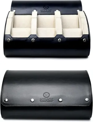 M Mirage Luxury Travel 6 watch display case organizer - Jade Black & Ivory White