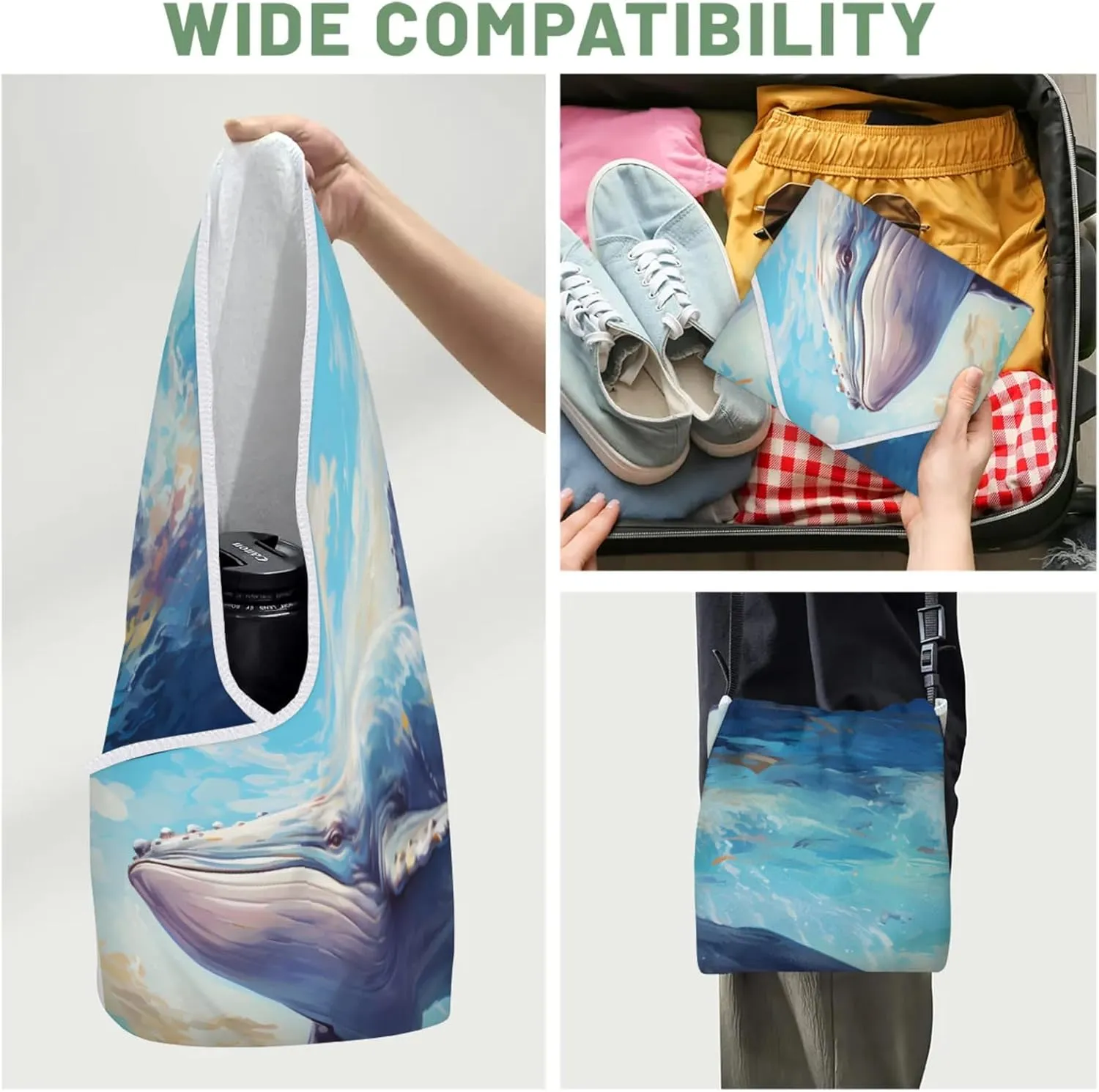 Magic Cosmetics Pouch Ocean Whale Self-Adhesive Camera Cover Cloth Protective Foldable Makeup Bag for Lens Cat Makeup Bag 21.7x21.7