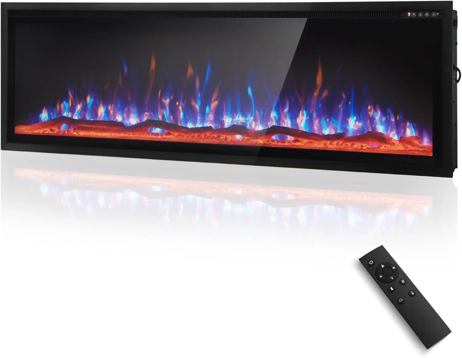 MAISON ARTS 72" Wall Mounted Electric Fireplace Heater for Indoor Use with Remote, 1500/750W, Adjustable Flame Colors, Logset/Crystal, Fireplace Insert, Space Heater for Bedroom/Office/Large Rooms