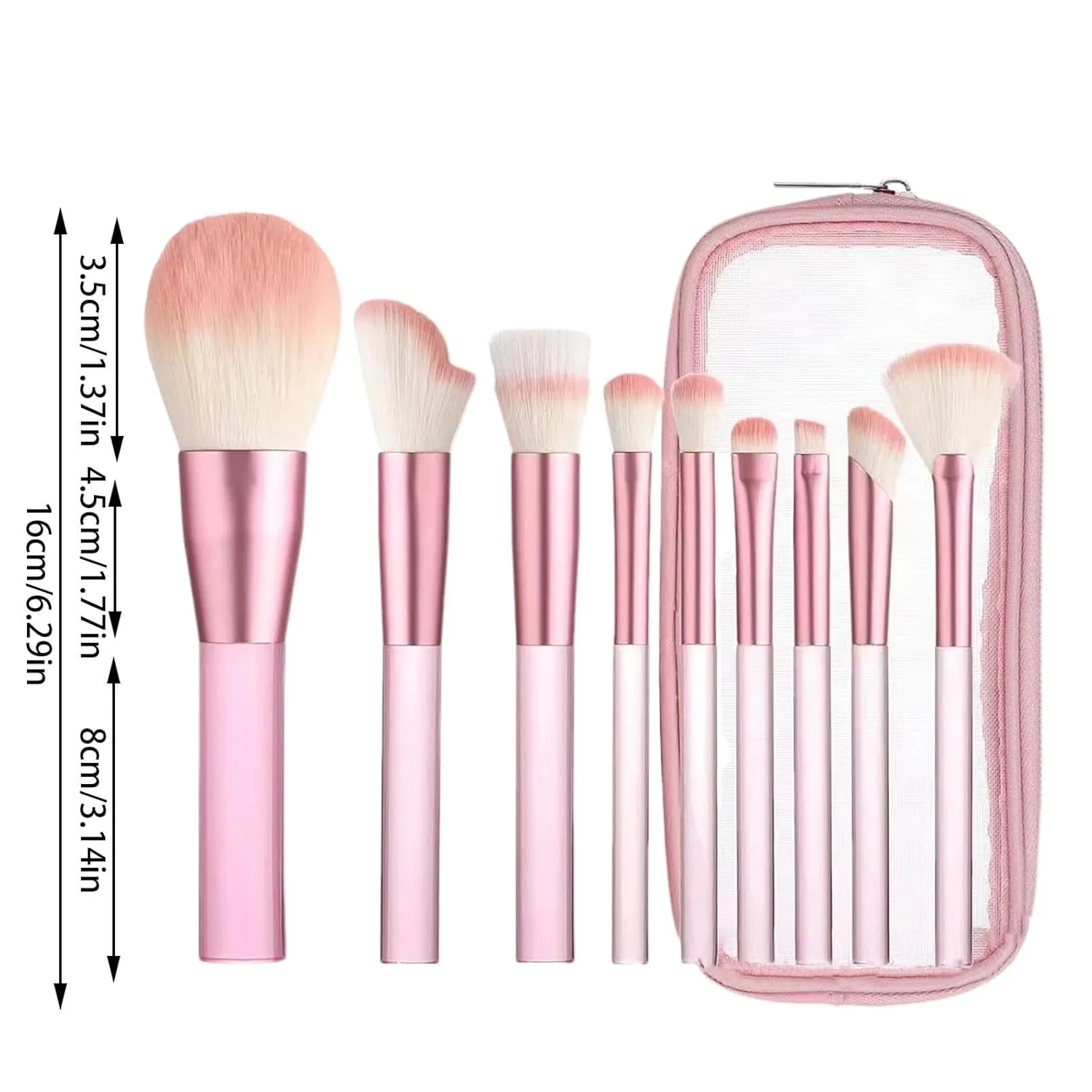 Makeup Brushes with Organizer Bag, 9 Pcs Premium Synthetic Flat Foundation Brush,Concealer Eyeshadow Eyeliner Contour Powder Blending Brush Set,Gifts for Women