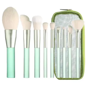 Makeup Brushes with Organizer Bag, 9 Pcs Premium Synthetic Flat Foundation Brush,Concealer Eyeshadow Eyeliner Contour Powder Blending Brush Set,Gifts for Women