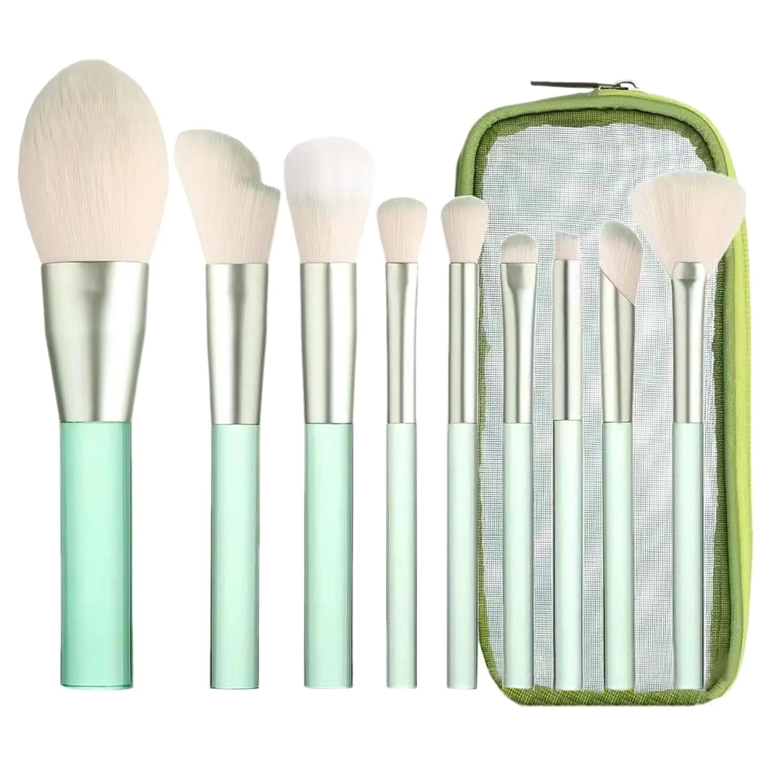Makeup Brushes with Organizer Bag, 9 Pcs Premium Synthetic Flat Foundation Brush,Concealer Eyeshadow Eyeliner Contour Powder Blending Brush Set,Gifts for Women