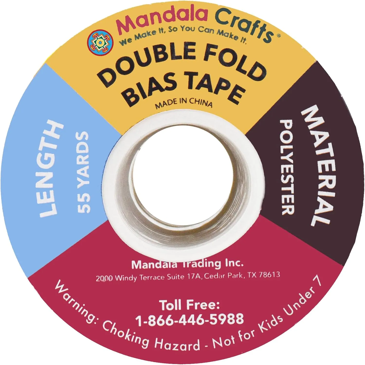 Mandala Crafts Double Fold Bias Tape for Sewing - 55 Yds Black Bias Tape Double Fold 1/2 Inch Hem Quilt Binding Black Seam Binding Tape - Fabric Piping Bias Binding Tape