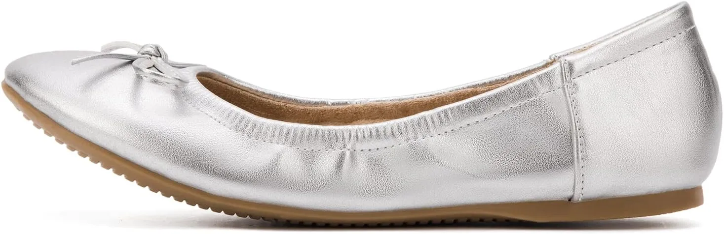 MaxMuxun Women's Ballet Flats Foldable Slip On Flats Shoes for Women Comfortable Ballerina Dressy Shoes with Bow Tie