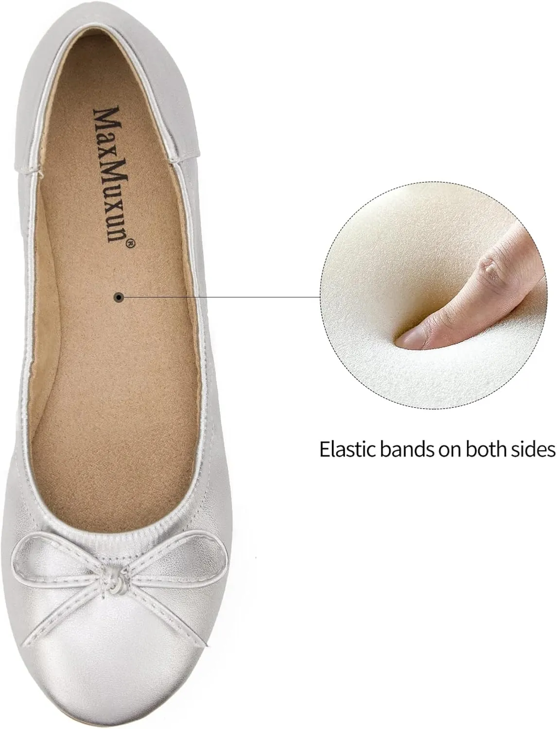 MaxMuxun Women's Ballet Flats Foldable Slip On Flats Shoes for Women Comfortable Ballerina Dressy Shoes with Bow Tie