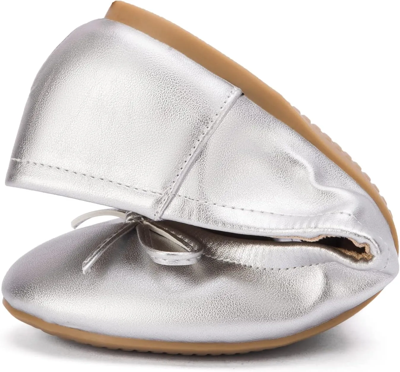 MaxMuxun Women's Ballet Flats Foldable Slip On Flats Shoes for Women Comfortable Ballerina Dressy Shoes with Bow Tie
