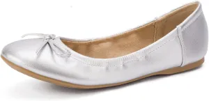 MaxMuxun Women's Ballet Flats Foldable Slip On Flats Shoes for Women Comfortable Ballerina Dressy Shoes with Bow Tie
