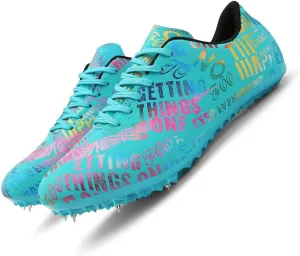 MEBAMY Mens Womens Boys Girls Spikes Athletics Racing Running Shoes Track and Field Sneaker Green