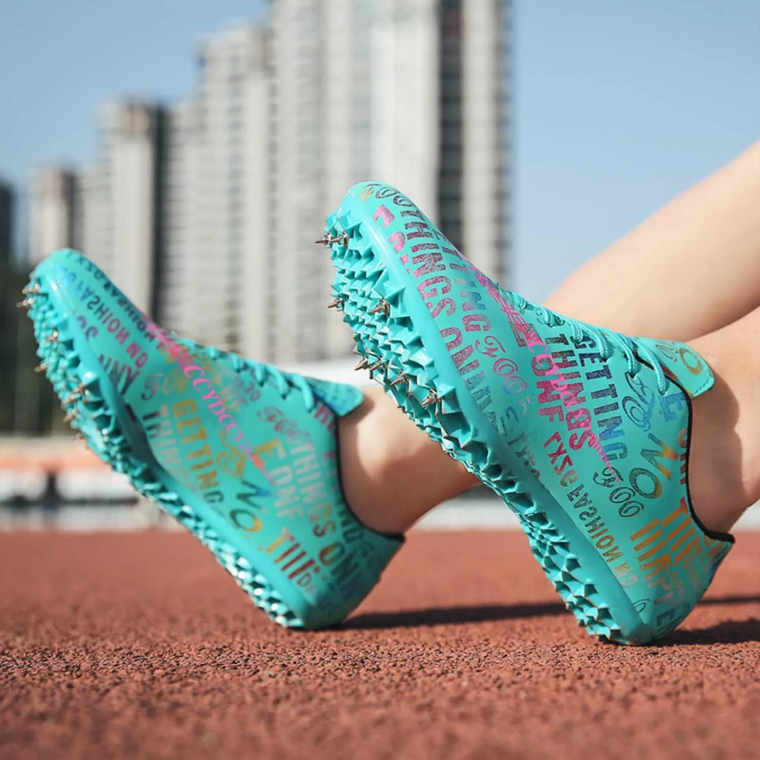 MEBAMY Mens Womens Boys Girls Spikes Athletics Racing Running Shoes Track and Field Sneaker Green