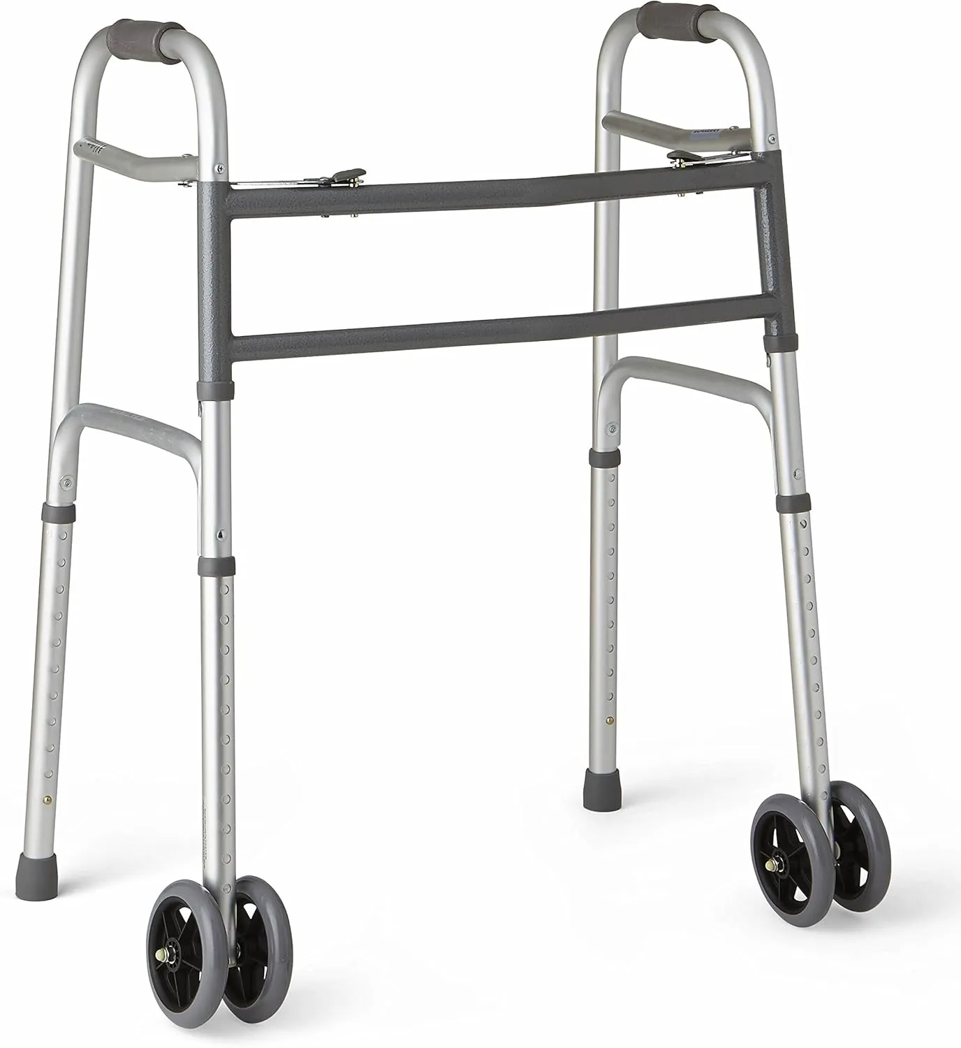 Medline Heavy-Duty Bariatric Folding Walker with 5” Wheels and Durable Handles, 500 lb. Weight Capacity