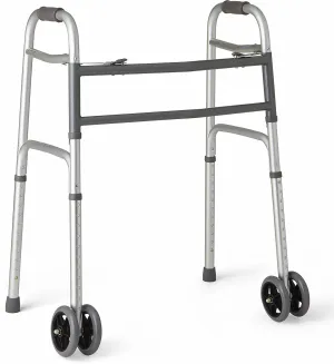 Medline Heavy-Duty Bariatric Folding Walker with 5” Wheels and Durable Handles, 500 lb. Weight Capacity