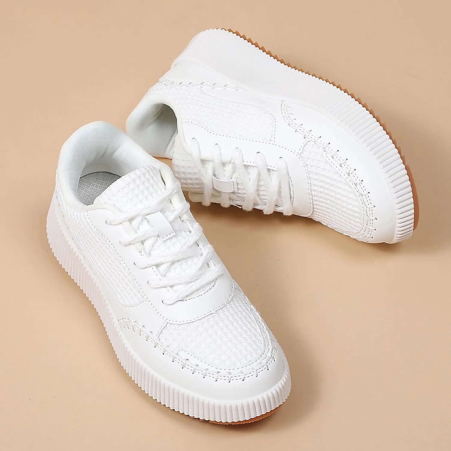 Meidiastra Women's Platform Fashion Sneakers Casual Chunky Low Top City Walking Shoes Lace UP Dolen Sneaker 2024 Orthopedic Walking Shoes with Plantar Fasciitis