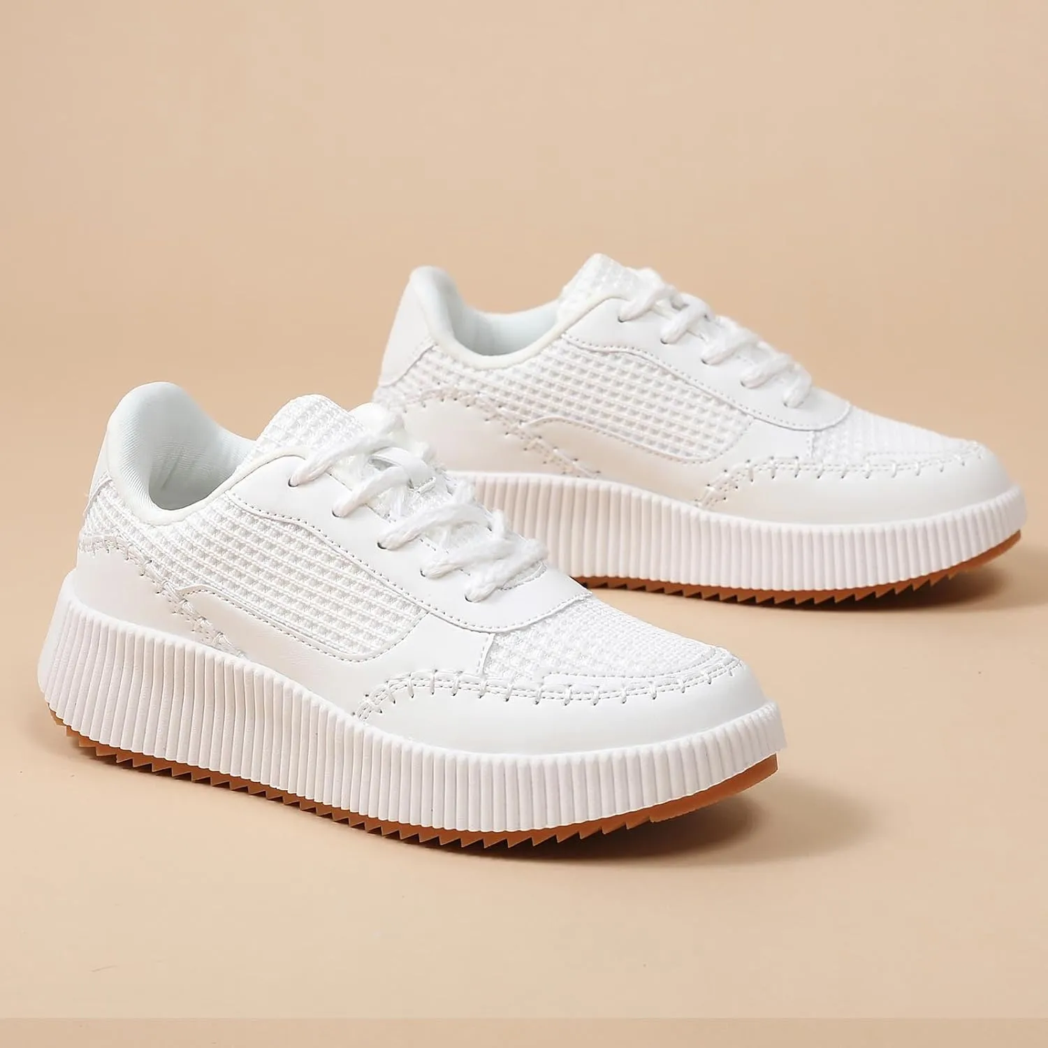 Meidiastra Women's Platform Fashion Sneakers Casual Chunky Low Top City Walking Shoes Lace UP Dolen Sneaker 2024 Orthopedic Walking Shoes with Plantar Fasciitis