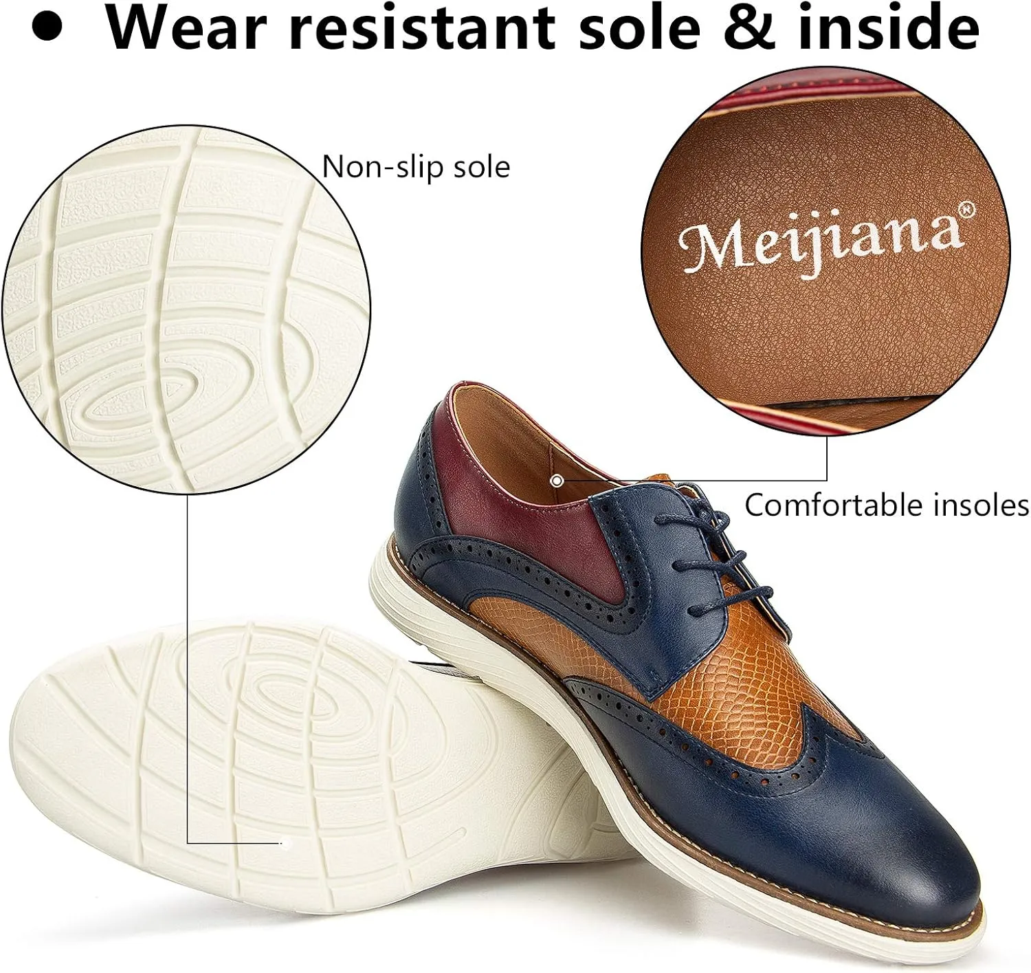 Meijiana Men's Oxford Shoes Dress Shoes Men's Lightweight lace-up Fashion Shoes