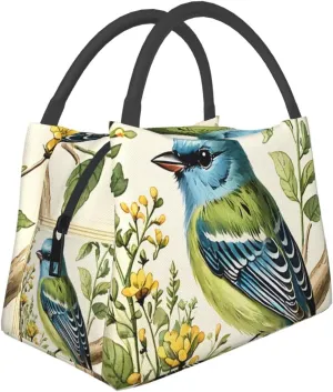 Melodious Songbird Print Cute Insulated Lunch Bag, Durable Reusable Lunch Bags for Adults, Picnic, Work or Outdoor