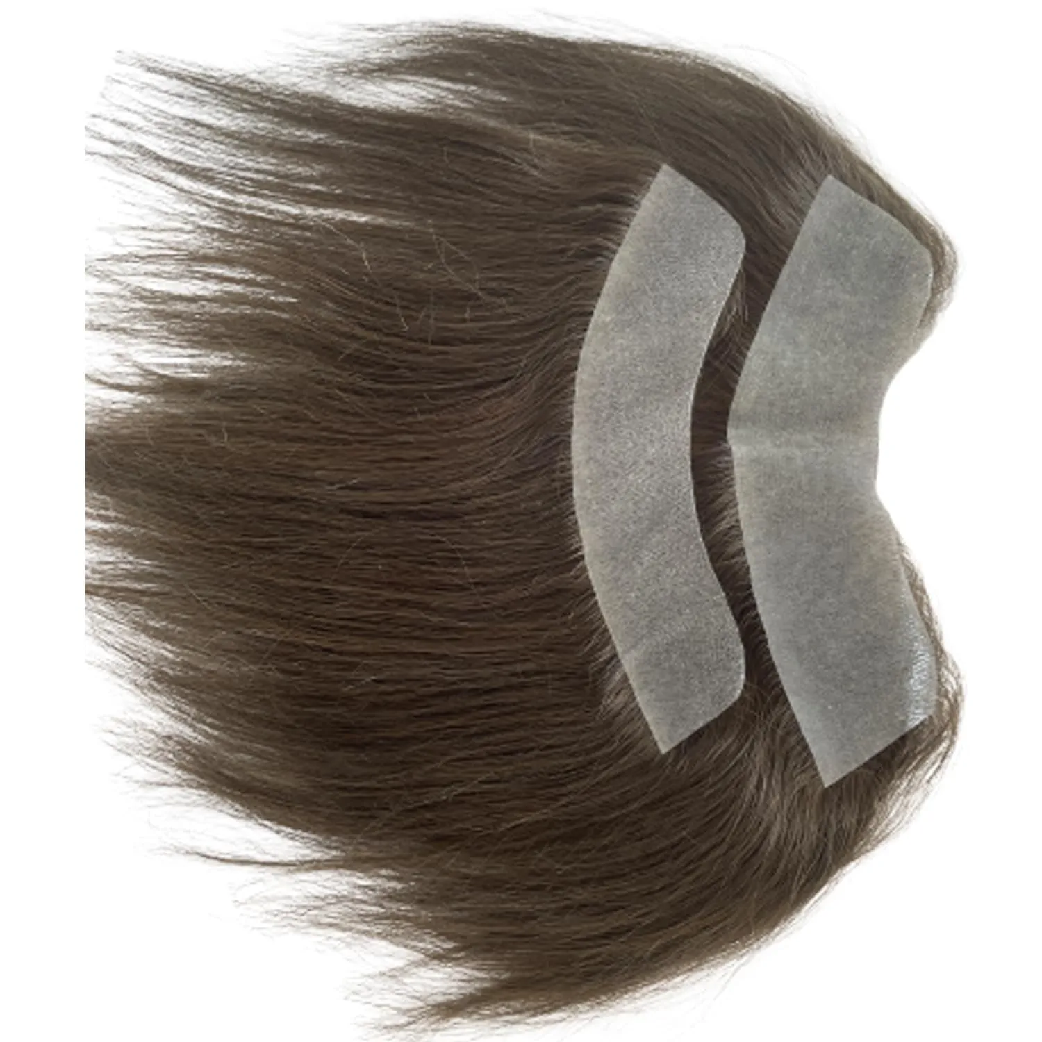 Men Forehead Hairline Toupee 100% Human Hair Skin PU Man Hairpieces Frontal Hair Topper for Receding Natural Hairline Replacement Systems (0.78x6.29INCH, #4 Medium Brown Color)