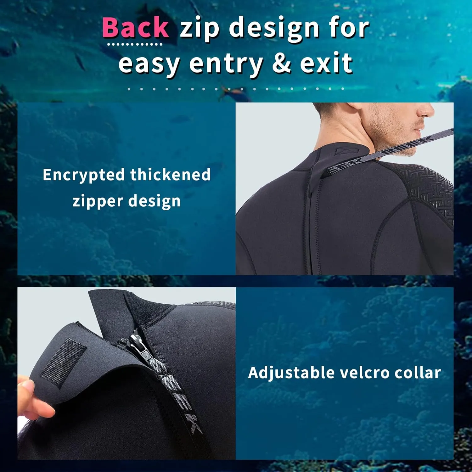 Men Wetsuit Women Neoprene Wet Suit - BEEK 3mm Thermal Scuba Gear Back Zip Ultra Stretch Swimsuit Long Sleeve Full Body Warm Diving Suits for Surfing Snorkeling Swimming Outdoor Water Sports Diver