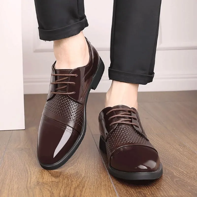 Men's Breathable Comfortable Business Lace Up Oxford Shoes Casual Oxfords Lightweight Walking Shoes Derby Shoes Work Office Business Height-Increasing Shoes
