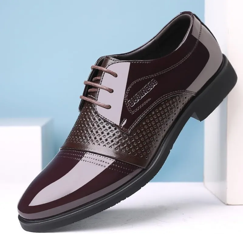 Men's Breathable Comfortable Business Lace Up Oxford Shoes Casual Oxfords Lightweight Walking Shoes Derby Shoes Work Office Business Height-Increasing Shoes