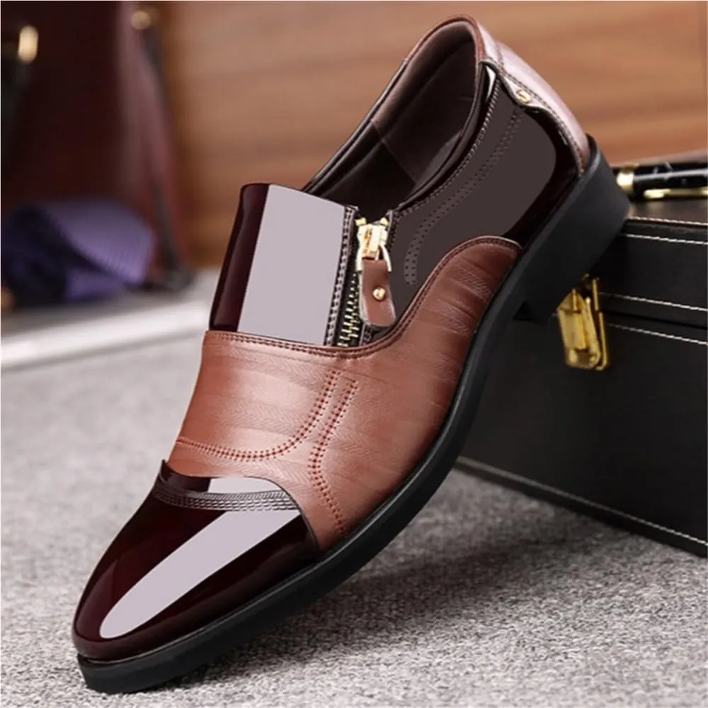 Mens Business Oxford Shoes Genuine Patent Leather Formal Office Wedding Breathable Plus Size Flats for Men