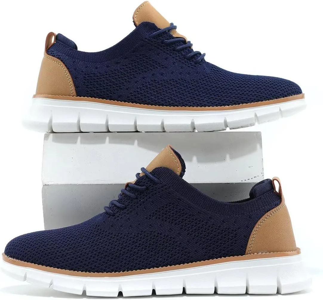 Mens Business Oxford Shoes Mesh Casual Sneakers Lightweight Breathable Work Office Dress Shoes Comfortable Walking Trainers for Men