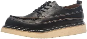 Men's Casual Oxford Shoes Thick-Soled Nubuck Shoes Comfortable Breathable Sneakers with Stitching Soft Toe Rubber Sole for Men