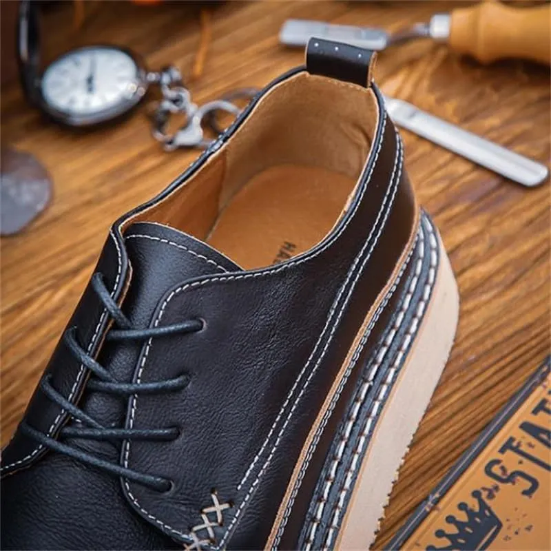 Men's Casual Oxford Shoes Thick-Soled Nubuck Shoes Comfortable Breathable Sneakers with Stitching Soft Toe Rubber Sole for Men