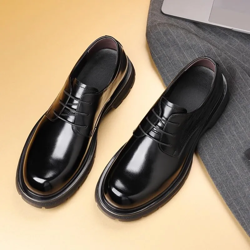 Men's Classic Lace Up Low Top Leather Dress Shoes Men Breathable Comfortable Business Oxford Shoes