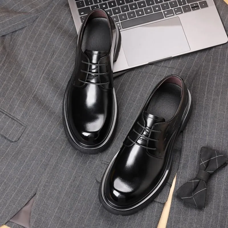 Men's Classic Lace Up Low Top Leather Dress Shoes Men Breathable Comfortable Business Oxford Shoes