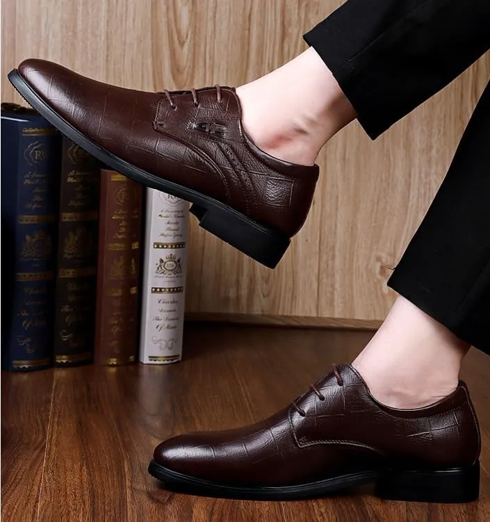 Men's Classic Tuxedo Dress Shoes - Stylish Lace-Up Derby Shoes for Weddings, Office, and Casual Wear