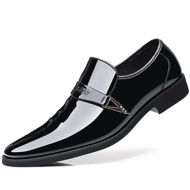Men's Crocodile Pattern Shoes Dress Leather Excellent customer support Patent Supportive Black