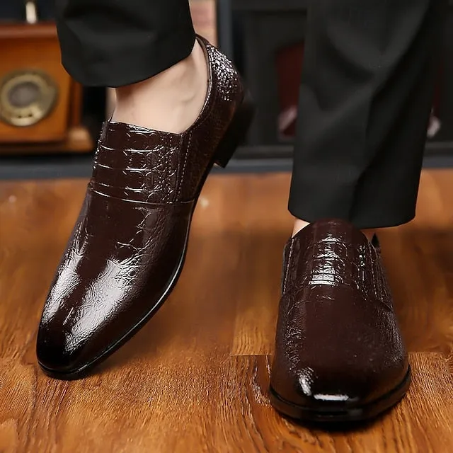 Men's Crocodile Pattern Shoes Dress Leather Excellent customer support Patent Supportive Black