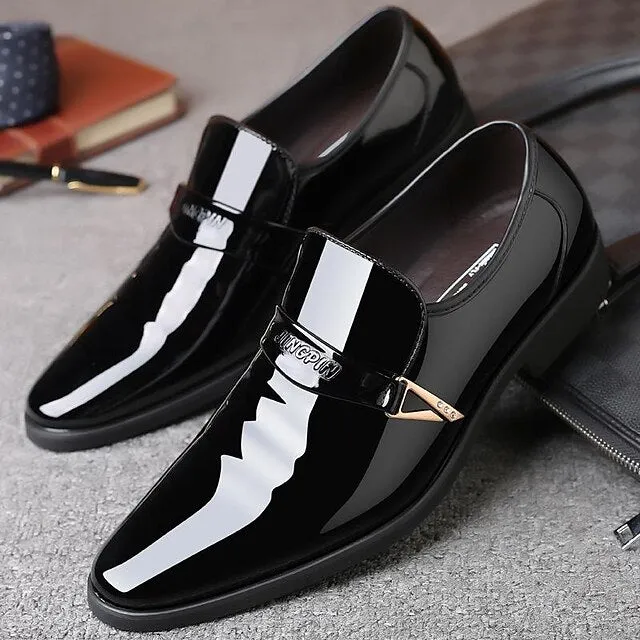 Men's Crocodile Pattern Shoes Dress Leather Excellent customer support Patent Supportive Black