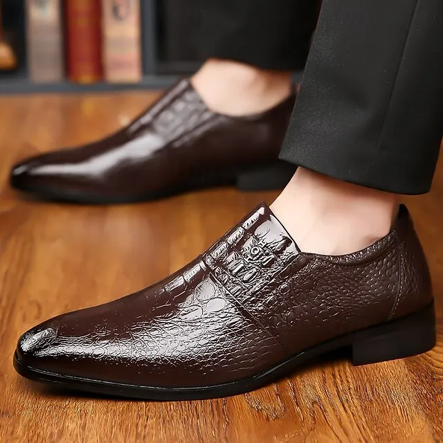 Men's Crocodile Pattern Shoes Dress Leather Excellent customer support Patent Supportive Black