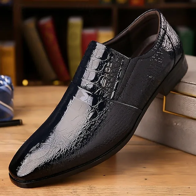 Men's Crocodile Pattern Shoes Dress Leather Excellent customer support Patent Supportive Black