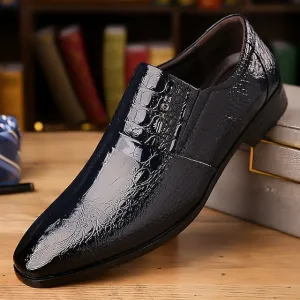 Men's Crocodile Pattern Shoes Dress Leather Excellent customer support Patent Supportive Black