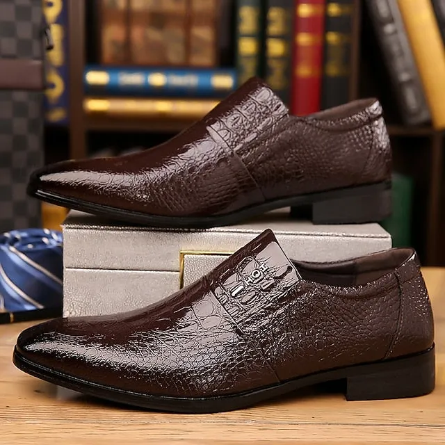 Men's Crocodile Pattern Shoes Dress Leather Excellent customer support Patent Supportive Black