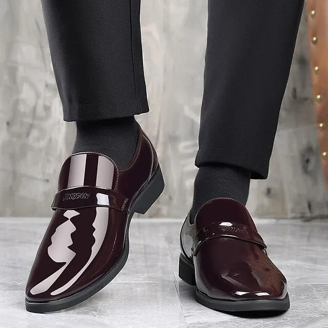 Men's Crocodile Pattern Shoes Dress Leather Excellent customer support Patent Supportive Black