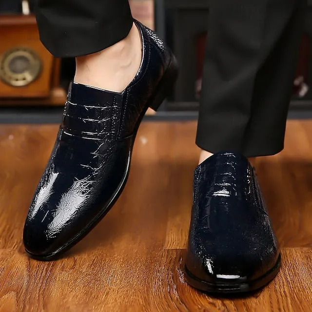 Men's Crocodile Pattern Shoes Dress Leather Excellent customer support Patent Supportive Black