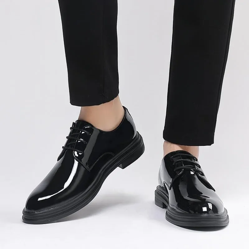 Mens Derby Shoes Work Leather Fashion Oxford Shoes Classic Lace-up Formal Tuxedo Derby Shoes All-Day Comfort