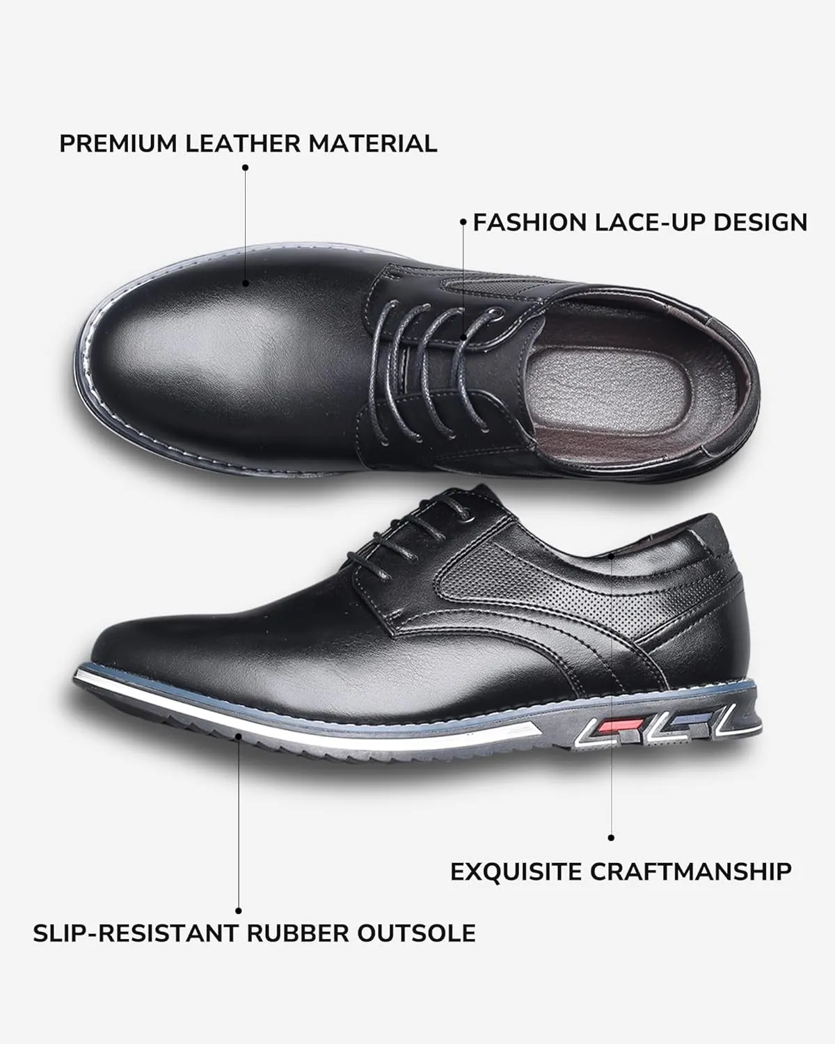 Men’s Dress Shoes Casual Business Oxford Derby Orthopedic Leather Shoes Comfortable Walking Shoes Office Loafers Work Flats
