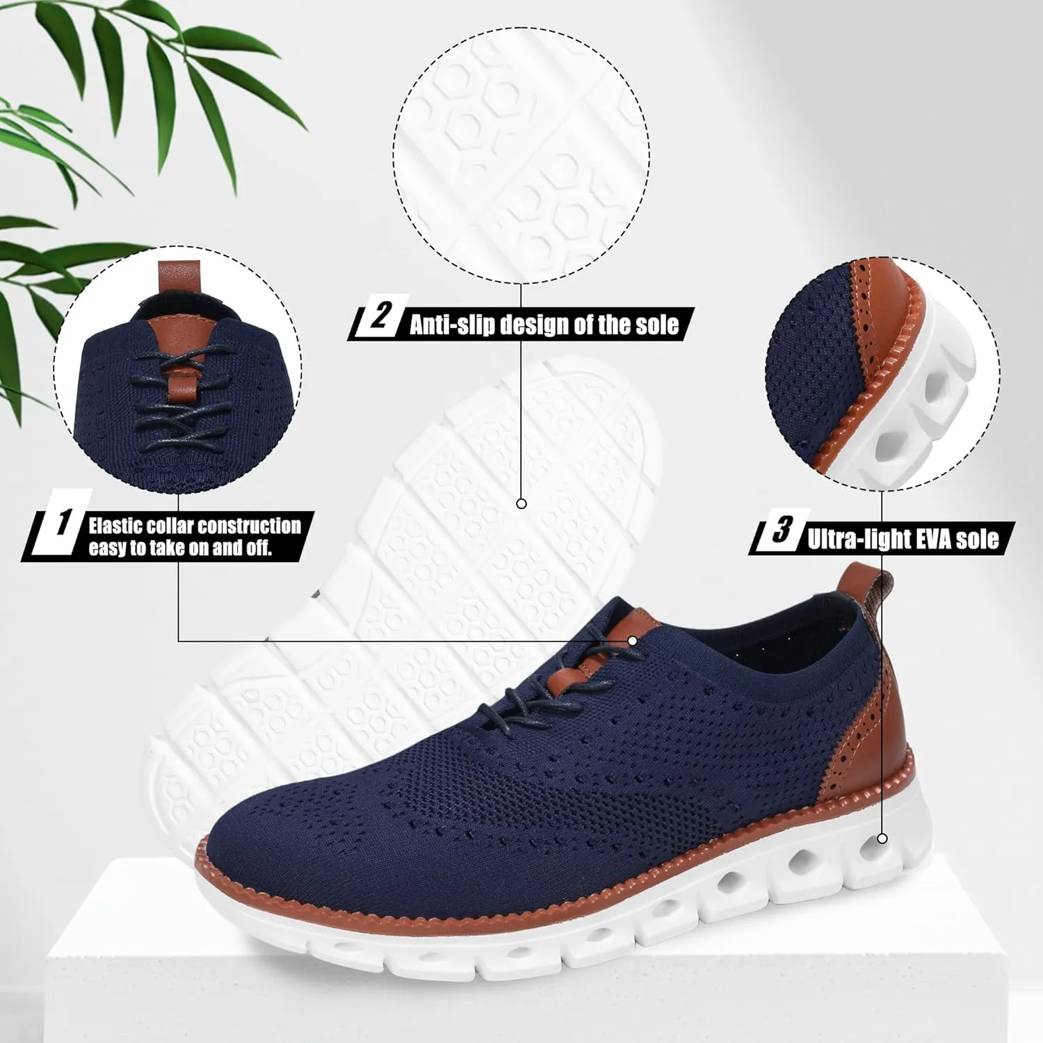 Mens Dress Shoes Casual Oxfords Shoes Knit Lightweight Breathable Business Work Shoes Walking Shoes Fashion Sneakers