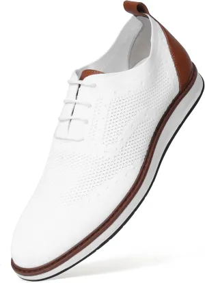 Mens Dress Shoes Casual Oxfords Shoes Knit Lightweight Breathable Business Work Shoes Walking Shoes Fashion Sneakers