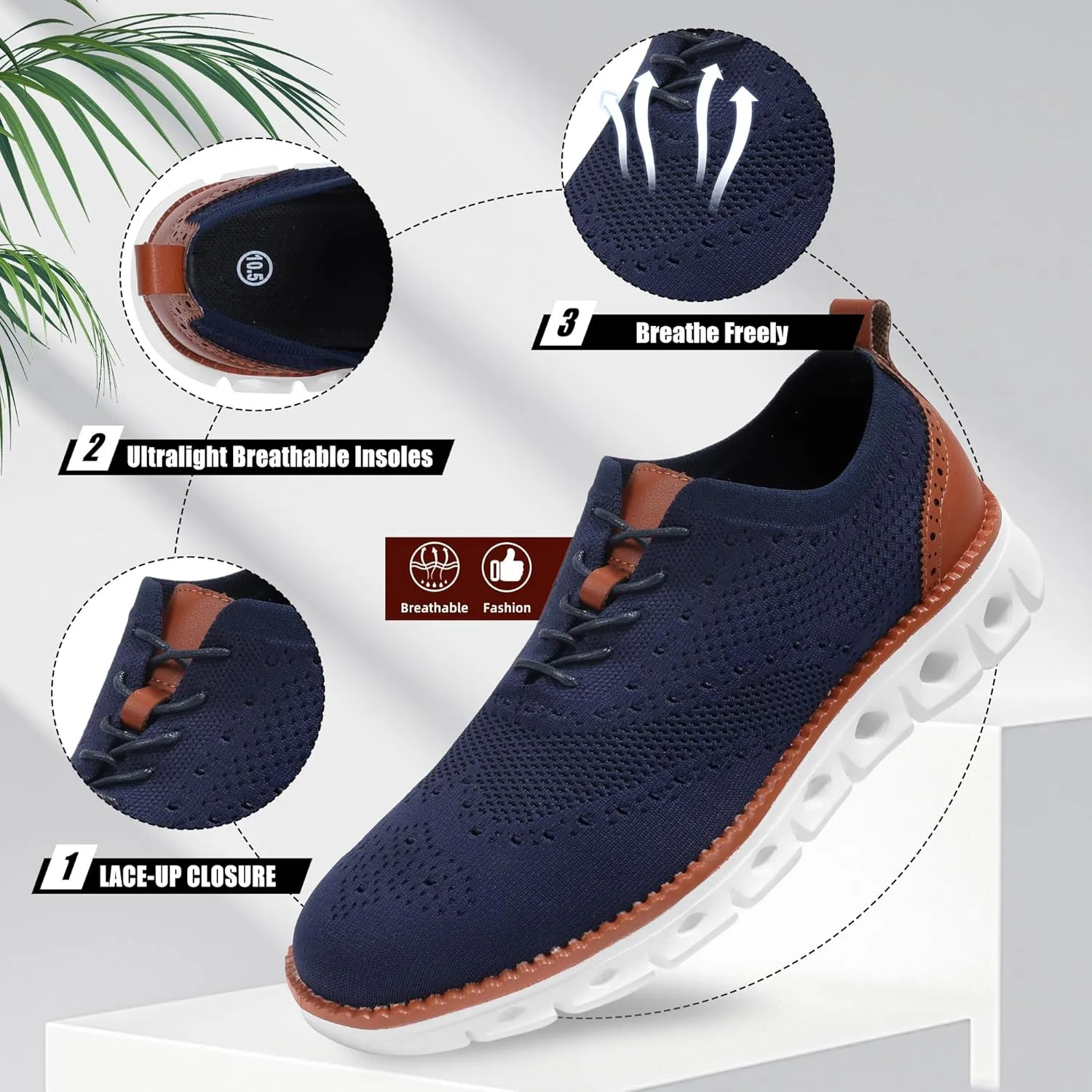 Mens Dress Shoes Casual Oxfords Shoes Knit Lightweight Breathable Business Work Shoes Walking Shoes Fashion Sneakers