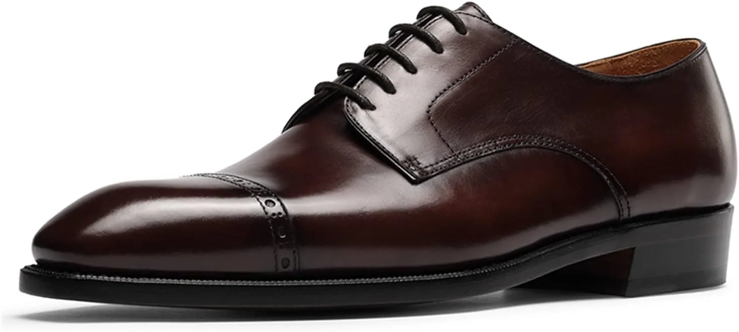 Men’s Dress Shoes Derby Quarter Brogues Carved Calf Leather for Business,Casual
