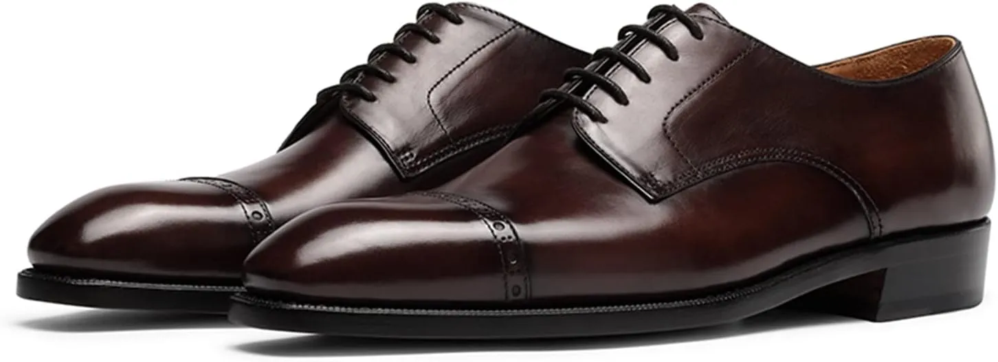 Men’s Dress Shoes Derby Quarter Brogues Carved Calf Leather for Business,Casual
