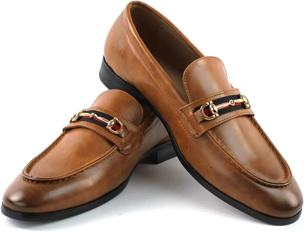 Men's Dress Shoes Loafer with Gold Buckle Slip On Formal Modern Classic