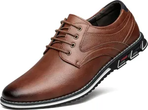 Men's Dress Shoes Wide Width, Comfort Dress Sneakers Men Fashion Business Casual Oxford Shoes Soft Derby Shoe for Working Driving Walking Light Brown, 14 Wide