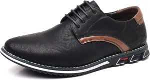 Men's Fashion Leather Lightweight Lace-up Orthopedic Derby Shoes Business Comfortable Soft Sole Slip Resistant Casual Walking Leather Shoes